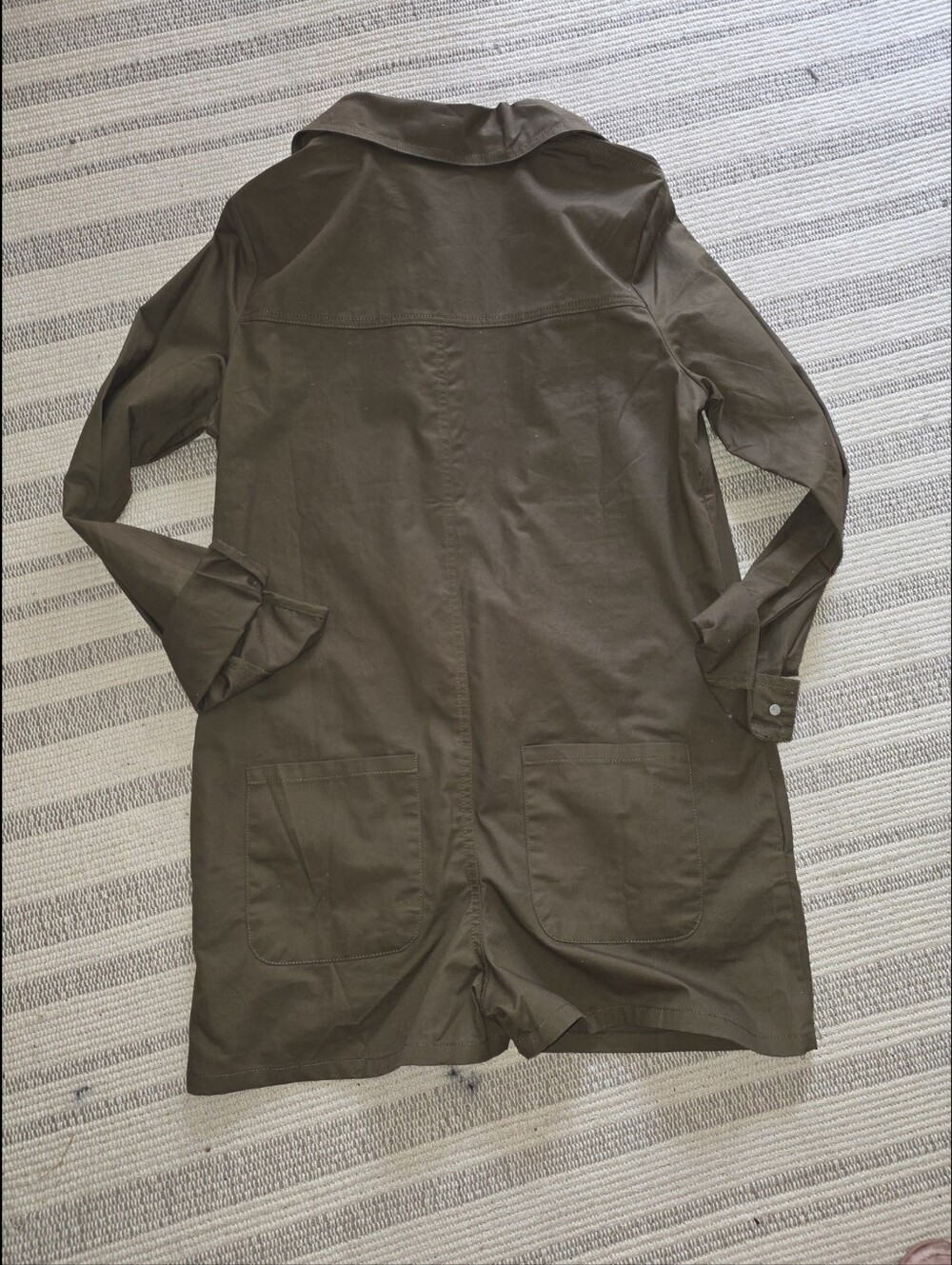 Nasty Gal Olive Utility Button-Front Romper - Picture 5 of 6